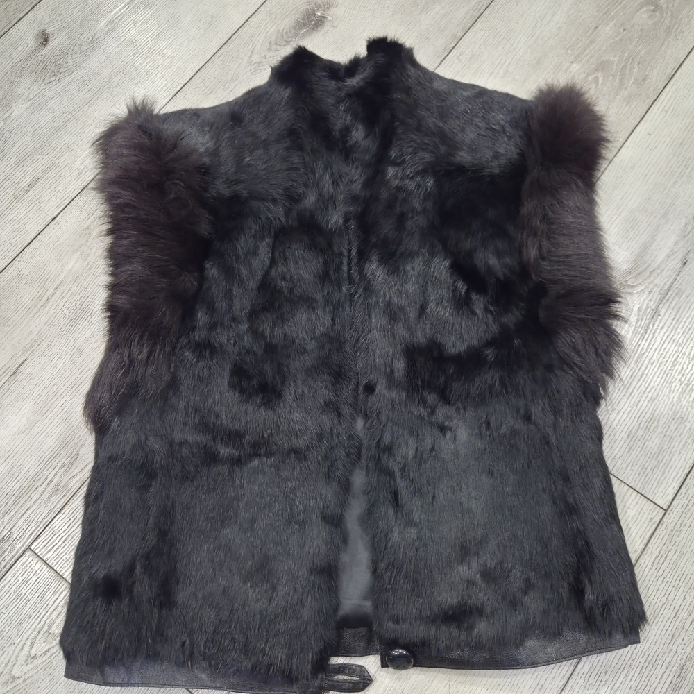 Chosen Furs Fully Lined Vintage Rabbit Fur Black Vest